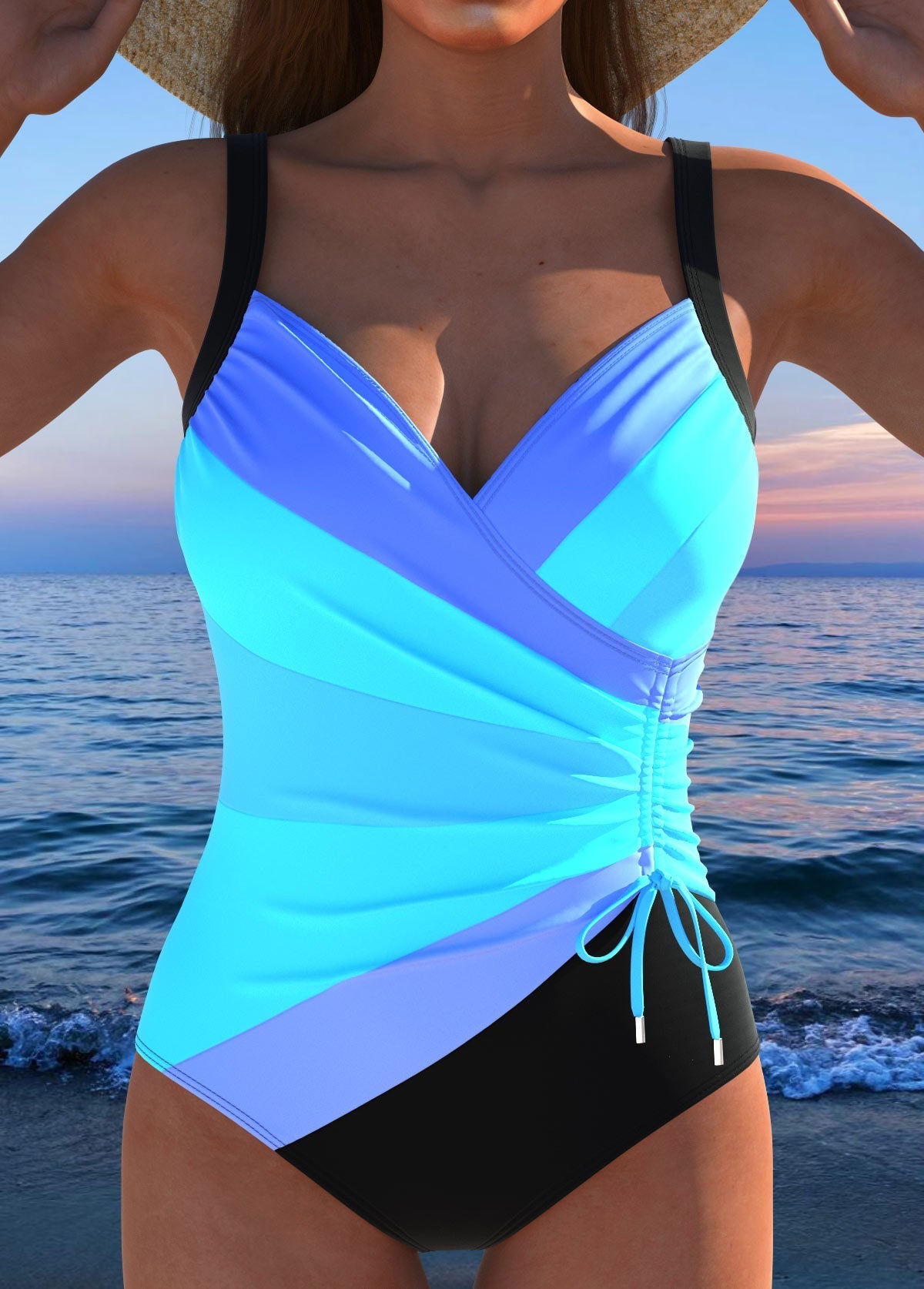 Luxe Wickel  Badeanzug mit Bunter Print