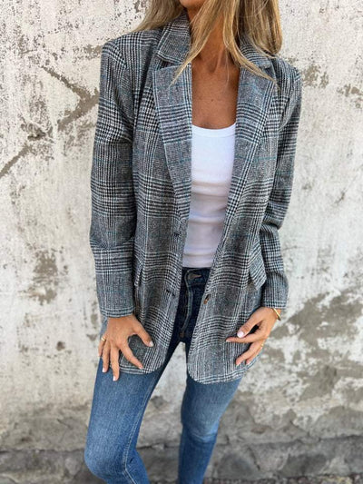 MARA - LÄSSIGER KARTIERTER BLAZER MIT REVERS
