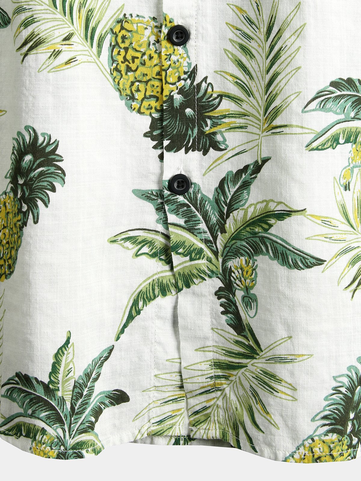 Kurzärmeliges Sommerhemd aus Baumwolle mit Hawaii-Print aus Ananasblüten und tropischen Früchten für Herren