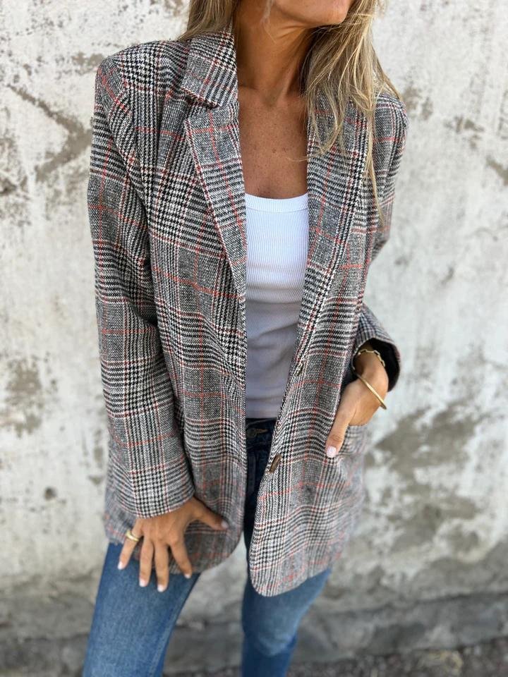 MARA - LÄSSIGER KARTIERTER BLAZER MIT REVERS